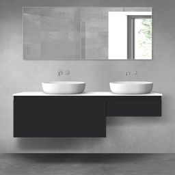 Oltens Vernal zestaw mebli łazienkowych 160 cm z blatem czarny mat/biały połysk 68353300