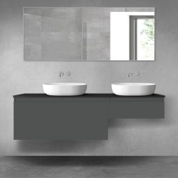 Oltens Vernal zestaw mebli łazienkowych 160 cm z blatem grafit mat/czarny mat 68354400