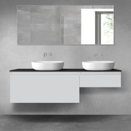 Oltens Vernal zestaw mebli łazienkowych 160 cm z blatem szary mat/czarny mat 68354700