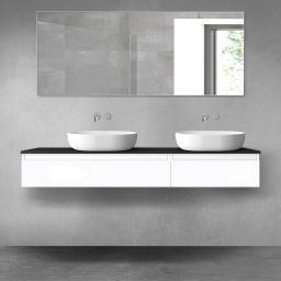 Oltens Vernal zestaw mebli łazienkowych 160 cm z blatem biały połysk/czarny mat 68357000