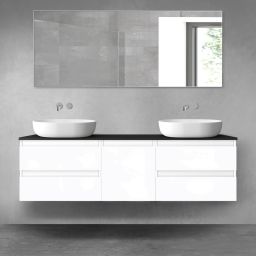 Oltens Vernal zestaw mebli łazienkowych 160 cm z blatem biały połysk/czarny mat 68401300