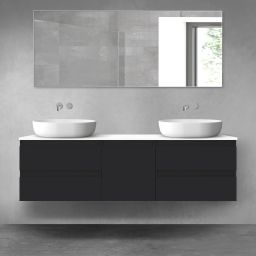 Oltens Vernal zestaw mebli łazienkowych 160 cm z blatem czarny mat/biały połysk 68405300