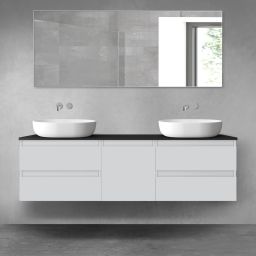Oltens Vernal zestaw mebli łazienkowych 160 cm z blatem szary mat/czarny mat 68406700
