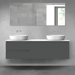 Oltens Vernal zestaw mebli łazienkowych 160 cm z blatem grafit mat/biały połysk 68409400