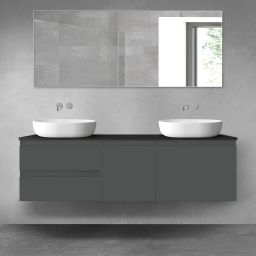 Oltens Vernal zestaw mebli łazienkowych 160 cm z blatem grafit mat/czarny mat 68410400