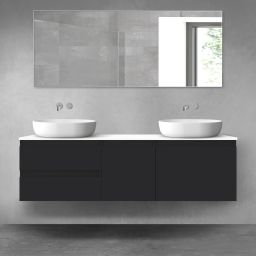 Oltens Vernal zestaw mebli łazienkowych 160 cm z blatem czarny mat/biały połysk 68413300