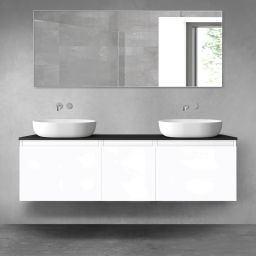 Oltens Vernal zestaw mebli łazienkowych 160 cm z blatem biały połysk/czarny mat 68417000