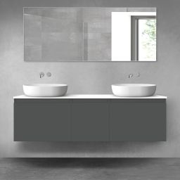 Oltens Vernal zestaw mebli łazienkowych 160 cm z blatem grafit mat/biały połysk 68417400