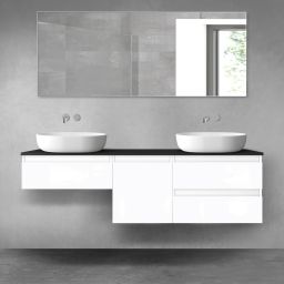 Oltens Vernal zestaw mebli łazienkowych 160 cm z blatem biały połysk/czarny mat 68428000