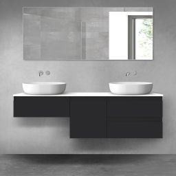Oltens Vernal zestaw mebli łazienkowych 160 cm z blatem czarny mat/biały połysk 68428300