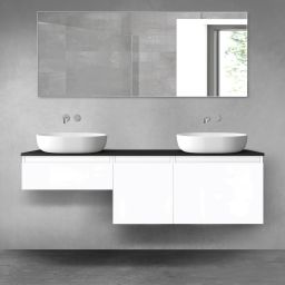 Oltens Vernal zestaw mebli łazienkowych 160 cm z blatem biały połysk/czarny mat 68432000