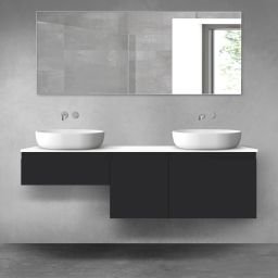 Oltens Vernal zestaw mebli łazienkowych 160 cm z blatem czarny mat/biały połysk 68436300