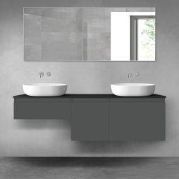 Oltens Vernal zestaw mebli łazienkowych 160 cm z blatem grafit mat/czarny mat 68437400