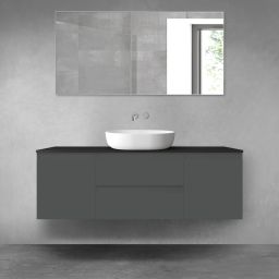 Oltens Vernal zestaw mebli łazienkowych 140 cm z blatem grafit mat/czarny mat 68438400