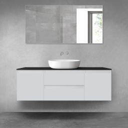 Oltens Vernal zestaw mebli łazienkowych 140 cm z blatem szary mat/czarny mat 68438700