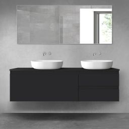 Oltens Vernal zestaw mebli łazienkowych 160 cm z blatem czarny mat 68439300
