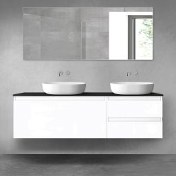 Oltens Vernal zestaw mebli łazienkowych 160 cm z blatem biały połysk/czarny mat 68441000