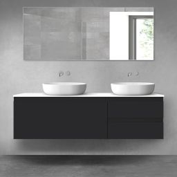 Oltens Vernal zestaw mebli łazienkowych 160 cm z blatem czarny mat/biały połysk 68441300