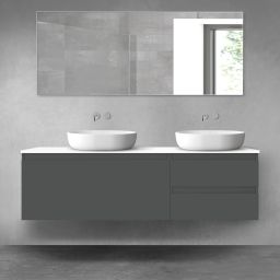 Oltens Vernal zestaw mebli łazienkowych 160 cm z blatem grafit mat/biały połysk 68441400
