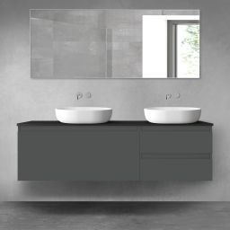 Oltens Vernal zestaw mebli łazienkowych 160 cm z blatem grafit mat/czarny mat 68442400