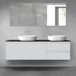 Oltens Vernal zestaw mebli łazienkowych 160 cm z blatem szary mat/czarny mat 68442700