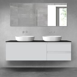 Oltens Vernal zestaw mebli łazienkowych 160 cm z blatem szary mat/czarny mat 68442700