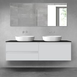 Oltens Vernal zestaw mebli łazienkowych 160 cm z blatem szary mat/czarny mat 68443700