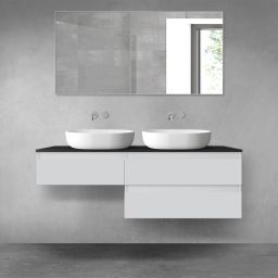 Oltens Vernal zestaw mebli łazienkowych 140 cm z blatem szary mat/czarny mat 68327700