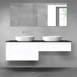 Oltens Vernal zestaw mebli łazienkowych 160 cm z blatem biały połysk/czarny mat 68371000