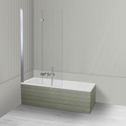 Oltens Langfoss Sela zestaw wanna prostokątna 150x70 cm akrylowa biały mat z parawanem nawannowym 115 cm 2-częściowy chrom 18001900