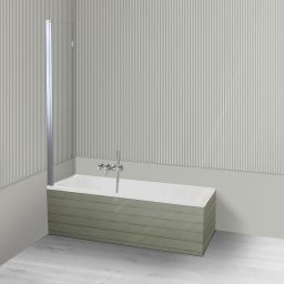 Oltens Langfoss Sela zestaw wanna prostokątna 150x70 cm akrylowa biały mat z parawanem nawannowym 115 cm 2-częściowy chrom 18001900