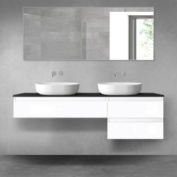 Oltens Vernal zestaw mebli łazienkowych 160 cm z blatem biały połysk/czarny mat 68330000