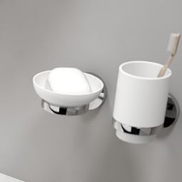 Oltens Gulfoss kubek do mycia zębów z uchwytem ściennym biały/chrom 86101000