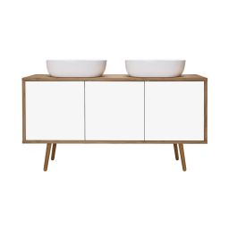 Oltens Hedvig szafka 140x45x49,7 cm podumywalkowa wisząca biała-dąb 60205060