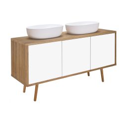 Oltens Hedvig szafka 140x45x49,7 cm podumywalkowa wisząca biała-dąb 60205060