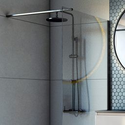 Oltens Molle zestaw prysznicowy ścienny z deszczownicą czarny mat 36504300