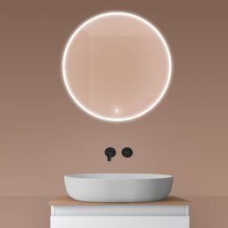 Oltens Nordlis lustro 60x60 cm okrągłe z oświetleniem z przodu z matą grzewczą 64100000