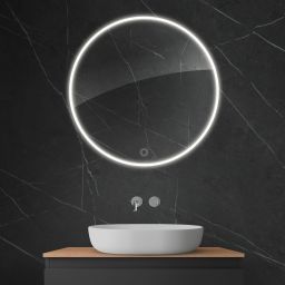 Oltens Nordlis lustro 80x80 cm okrągłe z oświetleniem z przodu z matą grzewczą 64101000