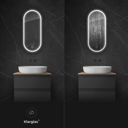 Oltens Nordlis lustro 50x120 cm owalne z oświetleniem z przodu z matą grzewczą czarny 64104300