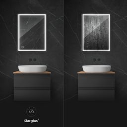 Oltens Nordlis lustro 60x80 cm prostokątne z oświetleniem z przodu z matą grzewczą czarny 64105300