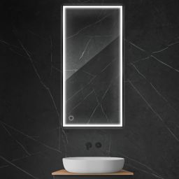 Oltens Nordlis lustro 60x120 cm prostokątne z oświetleniem z przodu z matą grzewczą czarny 64107300