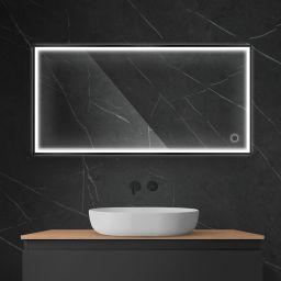 Oltens Nordlis lustro 60x120 cm prostokątne z oświetleniem z przodu z matą grzewczą czarny 64107300