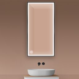 Oltens Nordlis lustro 60x120 cm prostokątne z oświetleniem z przodu z matą grzewczą czarny 64107300