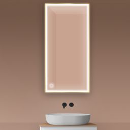 Oltens Nordlis lustro 60x120 cm prostokątne z oświetleniem z przodu z matą grzewczą złoty 64107800