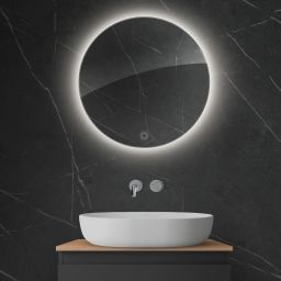 Oltens Nordlis lustro 60x60 cm okrągłe z oświetleniem od tyłu z matą grzewczą 64108000