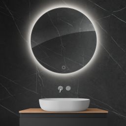 Oltens Nordlis lustro 80x80 cm okrągłe z oświetleniem od tyłu z matą grzewczą 64109000