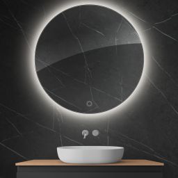 Oltens Nordlis lustro 100x100 cm okrągłe z oświetleniem od tyłu z matą grzewczą 64110000