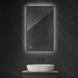 Oltens Nordlis lustro 60x100 cm prostokątne z oświetleniem od tyłu z matą grzewczą czarny 64111300