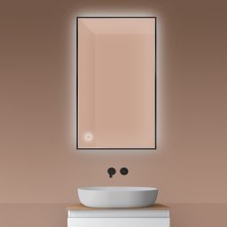 Oltens Nordlis lustro 60x100 cm prostokątne z oświetleniem od tyłu z matą grzewczą czarny 64111300