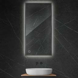 Oltens Nordlis lustro 60x120 cm prostokątne z oświetleniem od tyłu z matą grzewczą czarny 64112300